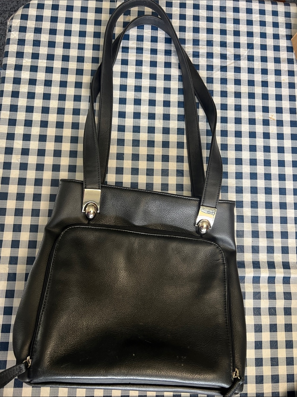 Aurielle Classic Black Leather Tote Bag - Sleek Everyday Shoulder Bag